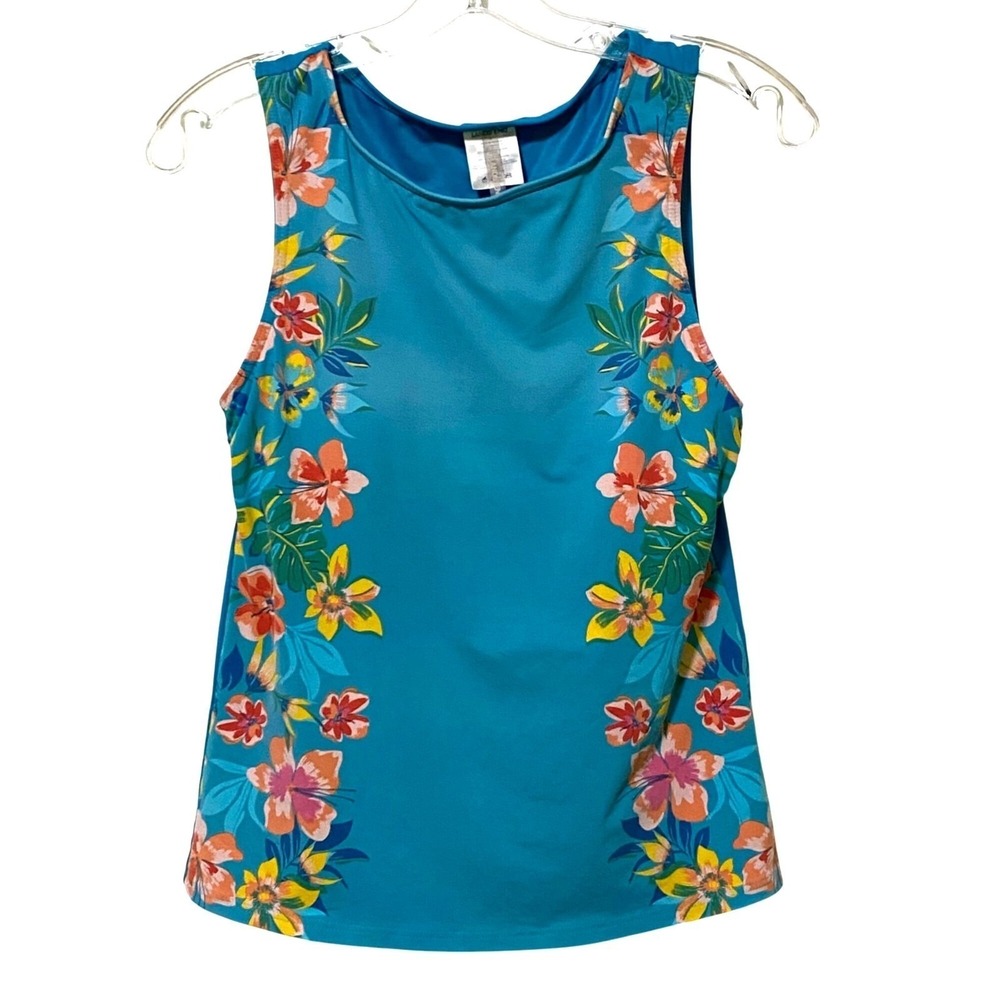 Lands End Tropical Tankini Top Size 6 Cruisewear Beachy Vacation Resort Poolside